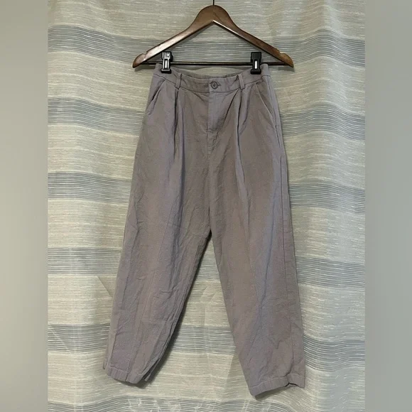 Evam Eva Linen-Cotton Tapered Trouser — Mauve Gray — Size 1 - Picture 1 of 7
